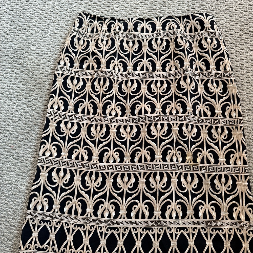 Talbots Black and Cream Patterned Pencil Skirt